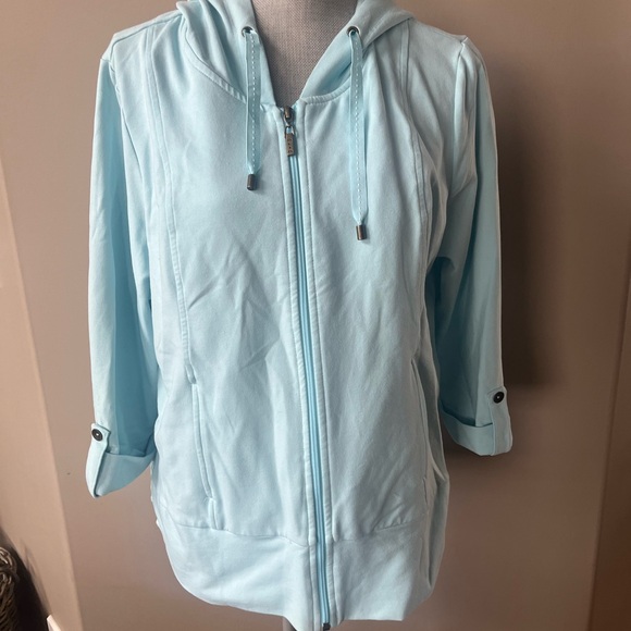 Alia Sky Blue Casual Zip-up Hoodie - Picture 1 of 4